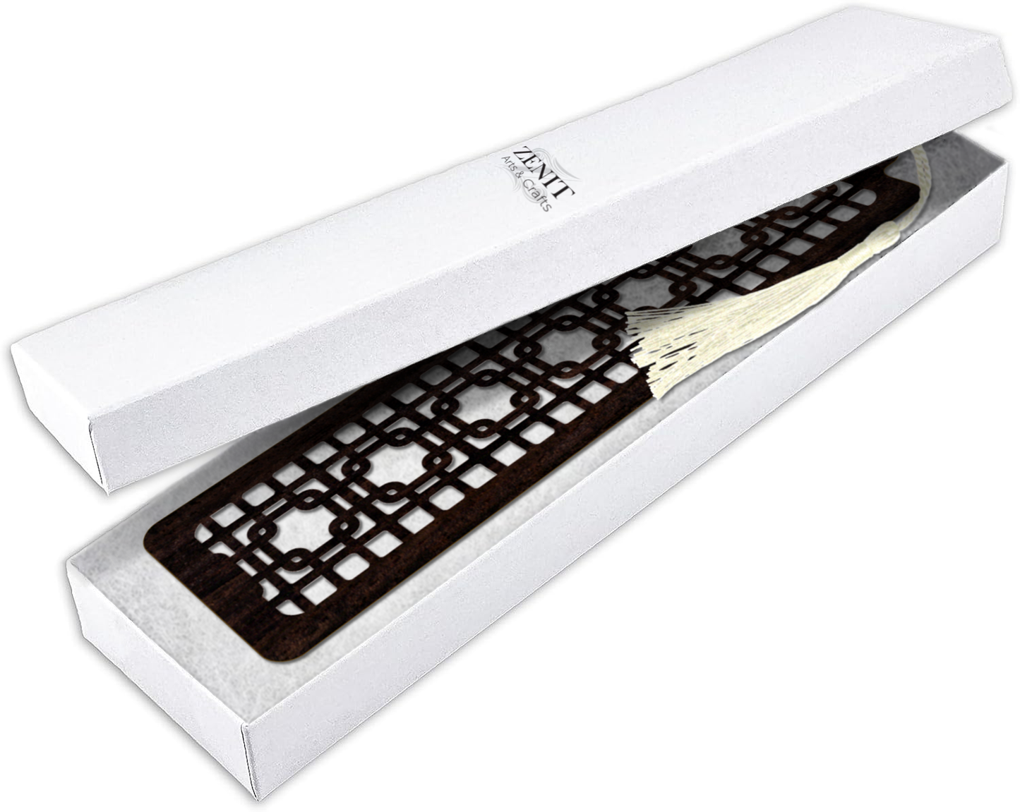 Handmade Wooden Bookmark with Silky Tassel - "Timeless Patterns" Collection