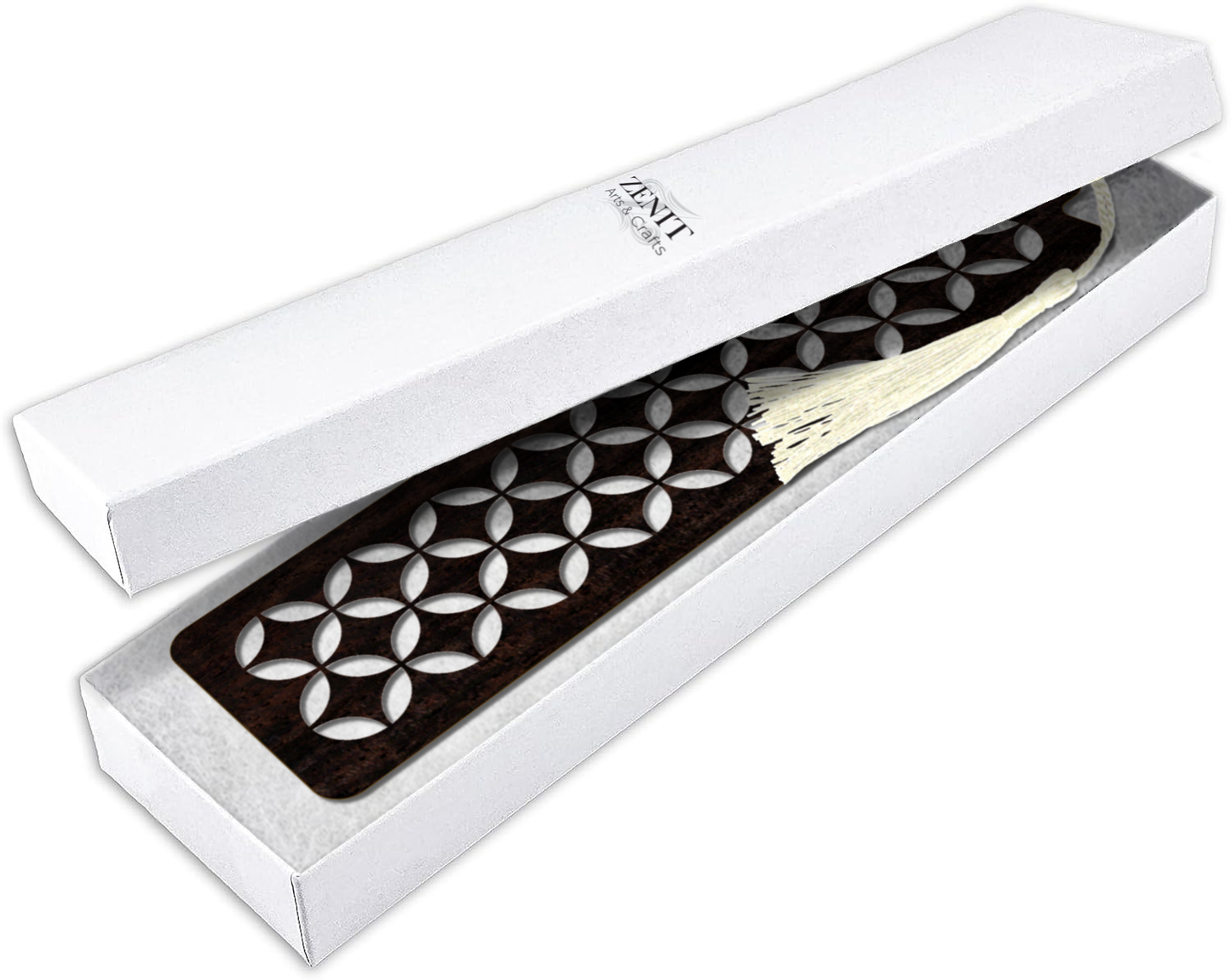 Handmade Wooden Bookmark with Silky Tassel - "Timeless Patterns" Collection