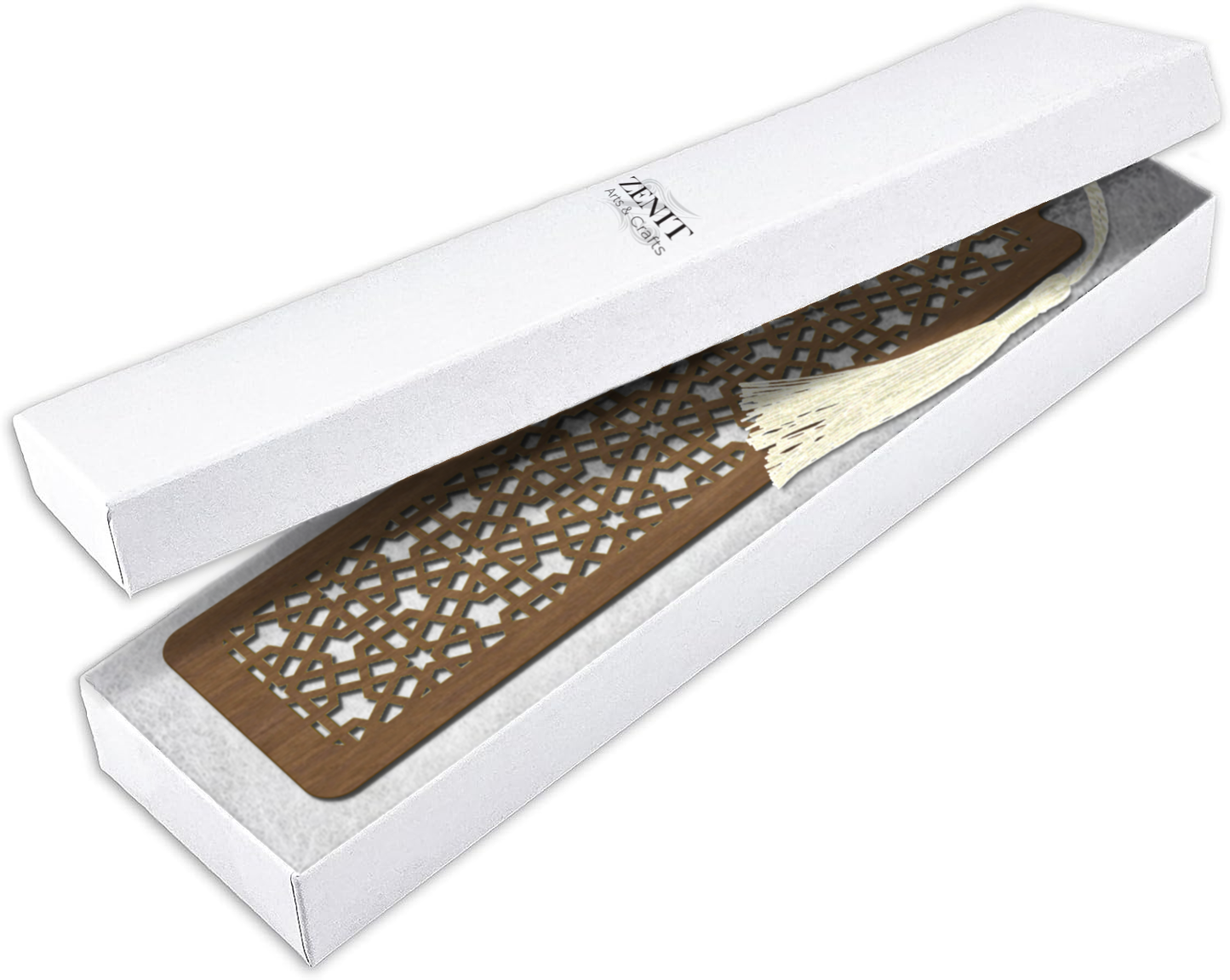 Handmade Wooden Bookmark with Silky Tassel - "Timeless Patterns" Collection