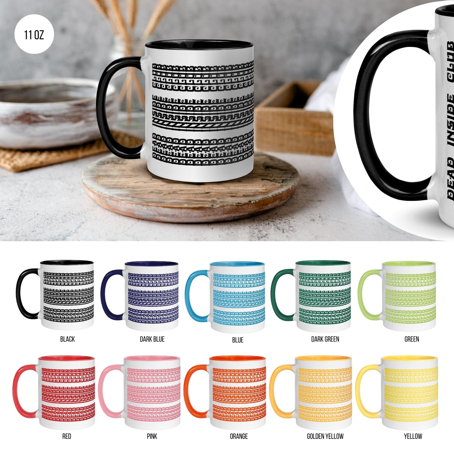Hidden Message Funny Ceramic Coffee Mug — Model DIC | Color Inside (10 Colors)