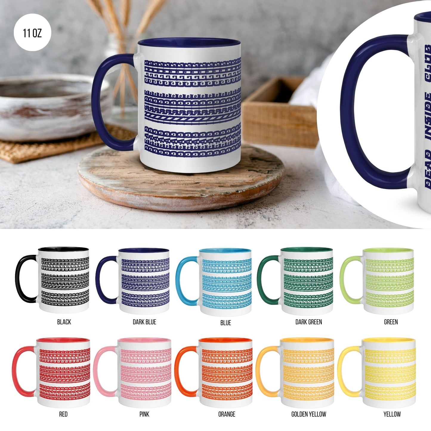 Hidden Message Funny Ceramic Coffee Mug — Model DIC | Color Inside (10 Colors)