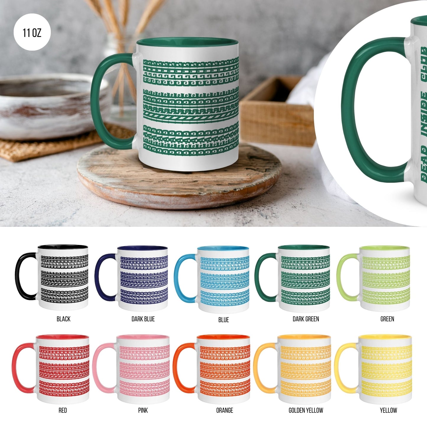 Hidden Message Funny Ceramic Coffee Mug — Model DIC | Color Inside (10 Colors)