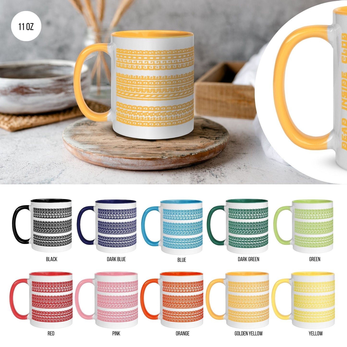 Hidden Message Funny Ceramic Coffee Mug — Model DIC | Color Inside (10 Colors)