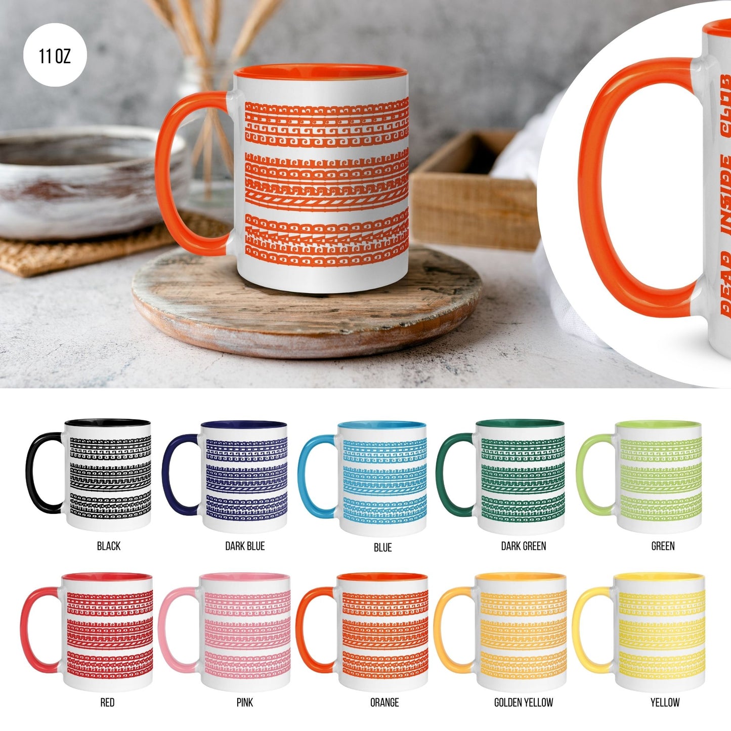 Hidden Message Funny Ceramic Coffee Mug — Model DIC | Color Inside (10 Colors)