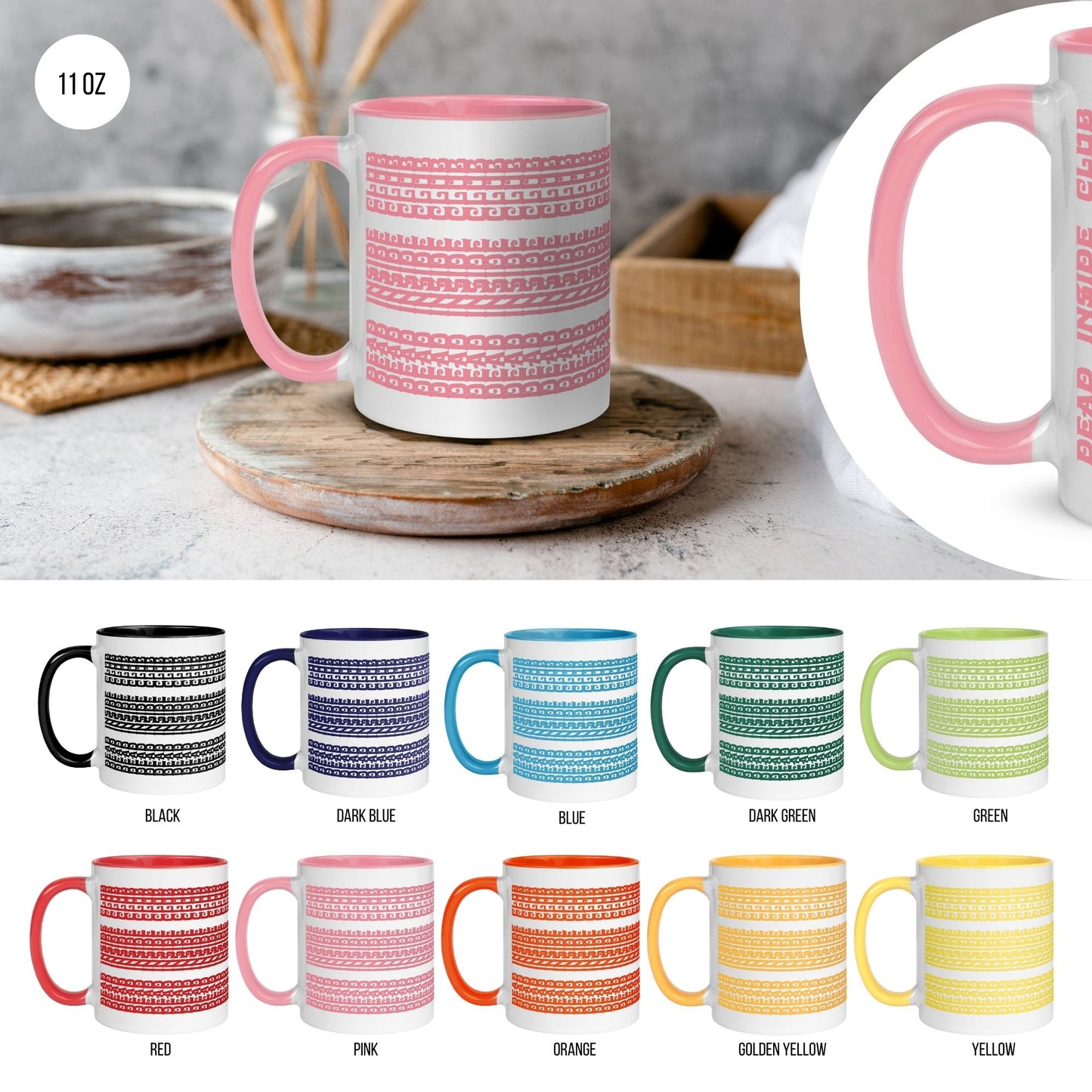 Hidden Message Funny Ceramic Coffee Mug — Model DIC | Color Inside (10 Colors)