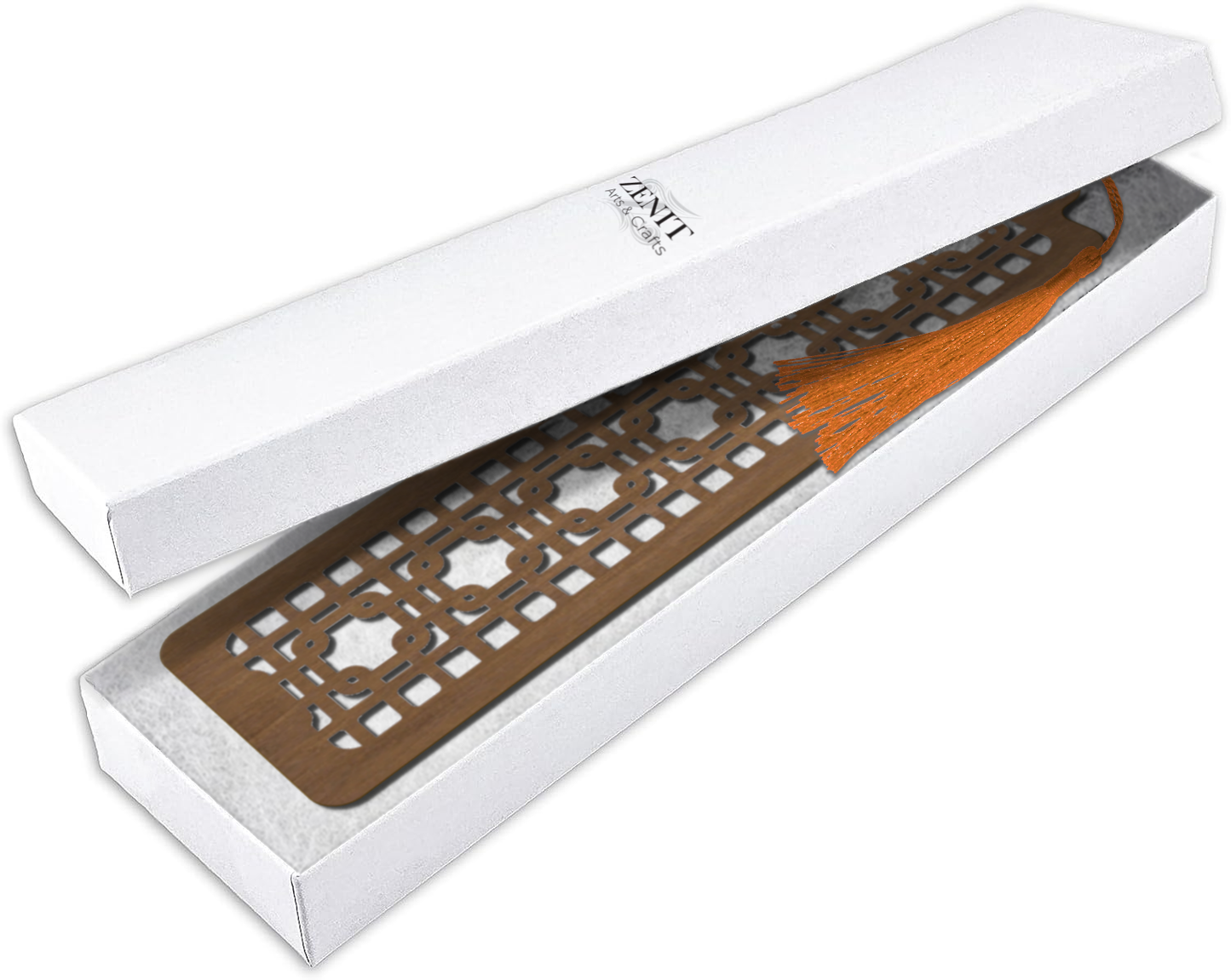 Handmade Wooden Bookmark with Silky Tassel - "Timeless Patterns" Collection