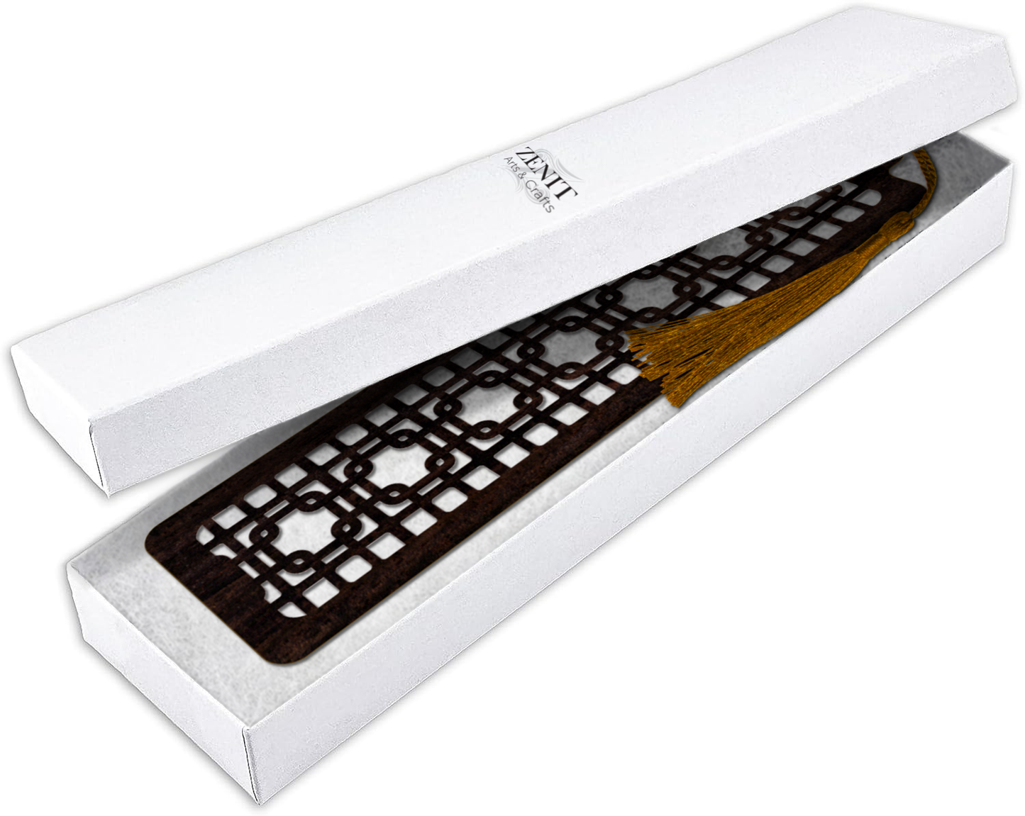 Handmade Wooden Bookmark with Silky Tassel - "Timeless Patterns" Collection