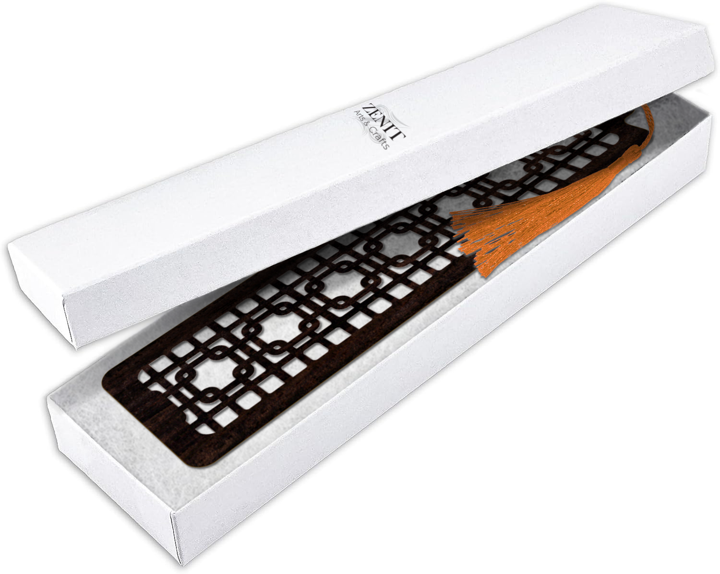 Handmade Wooden Bookmark with Silky Tassel - "Timeless Patterns" Collection