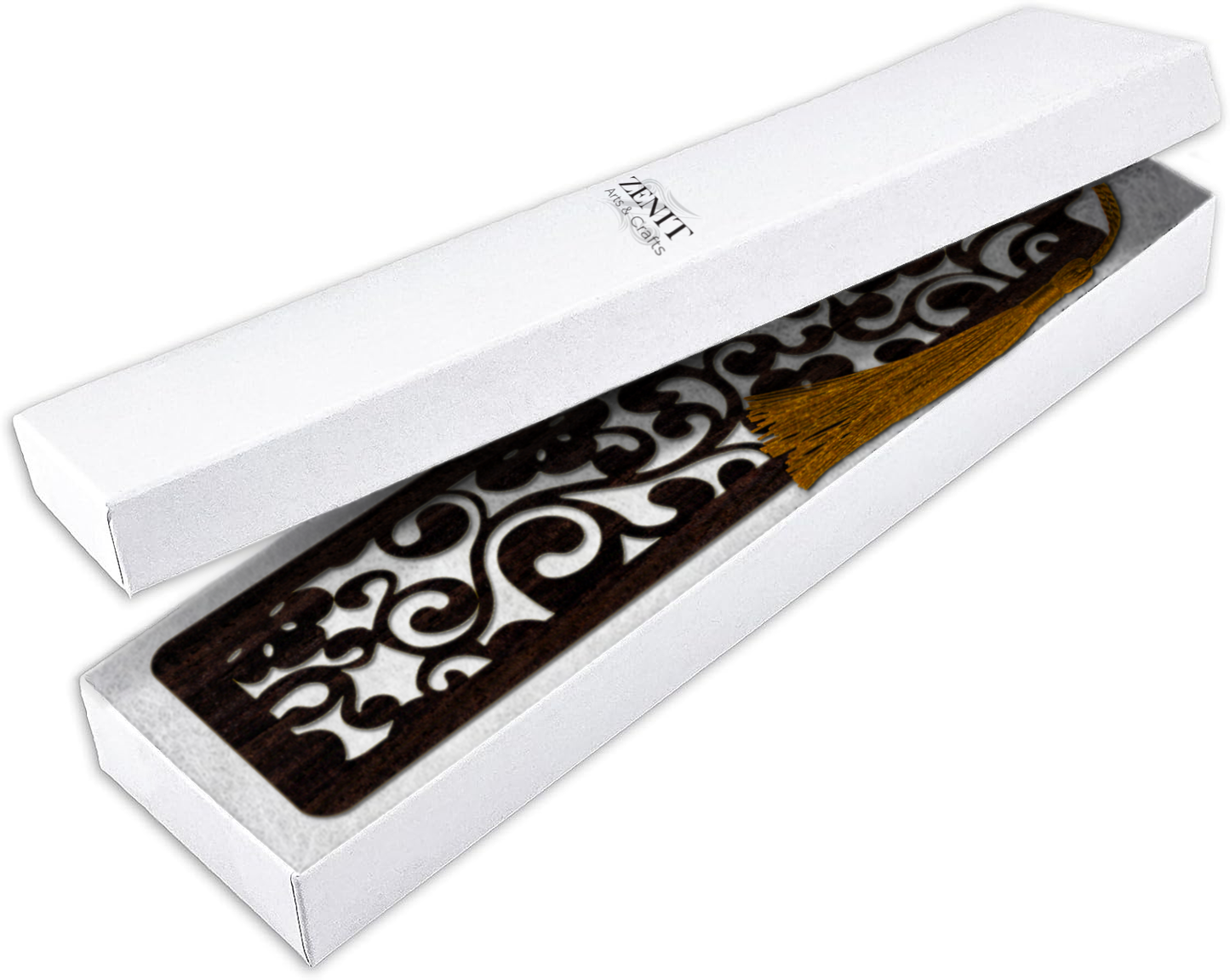 Handmade Wooden Bookmark with Silky Tassel - "Timeless Patterns" Collection