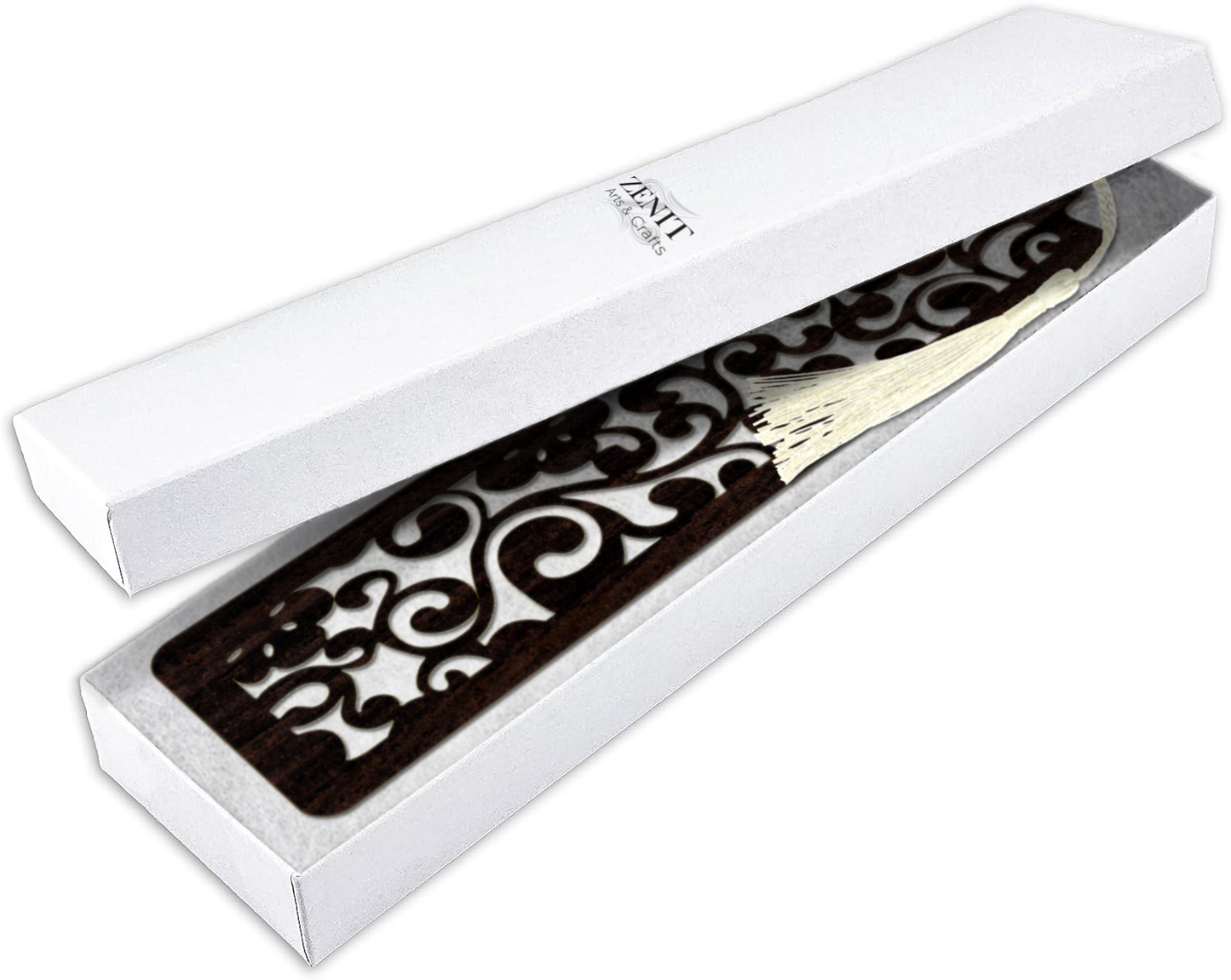 Handmade Wooden Bookmark with Silky Tassel - "Timeless Patterns" Collection