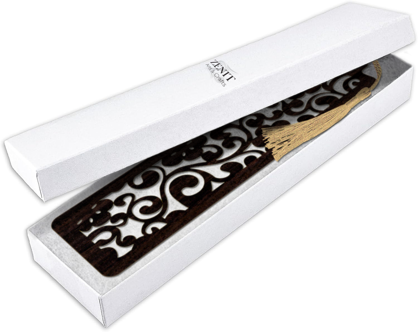 Handmade Wooden Bookmark with Silky Tassel - "Timeless Patterns" Collection