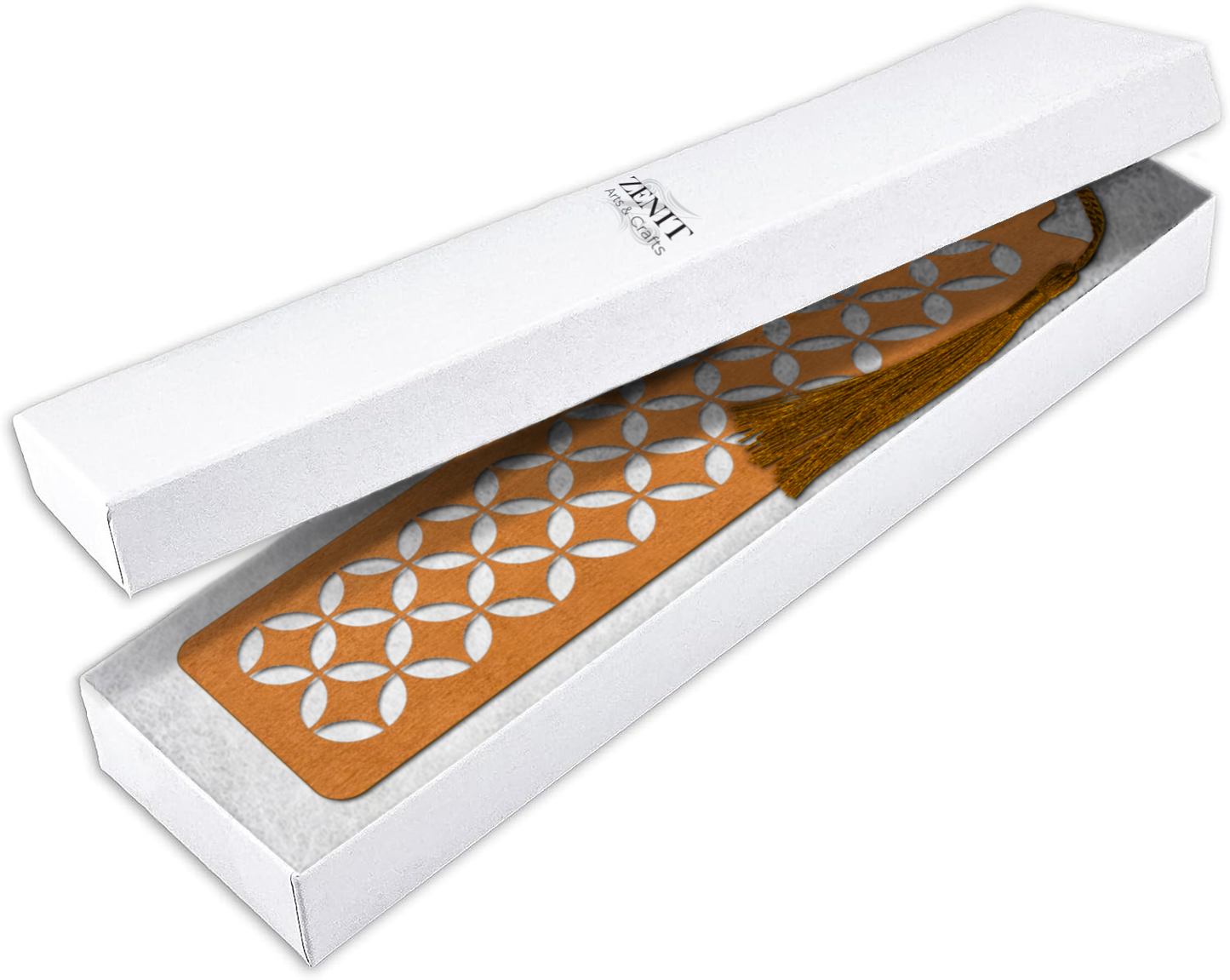 Handmade Wooden Bookmark with Silky Tassel - "Timeless Patterns" Collection