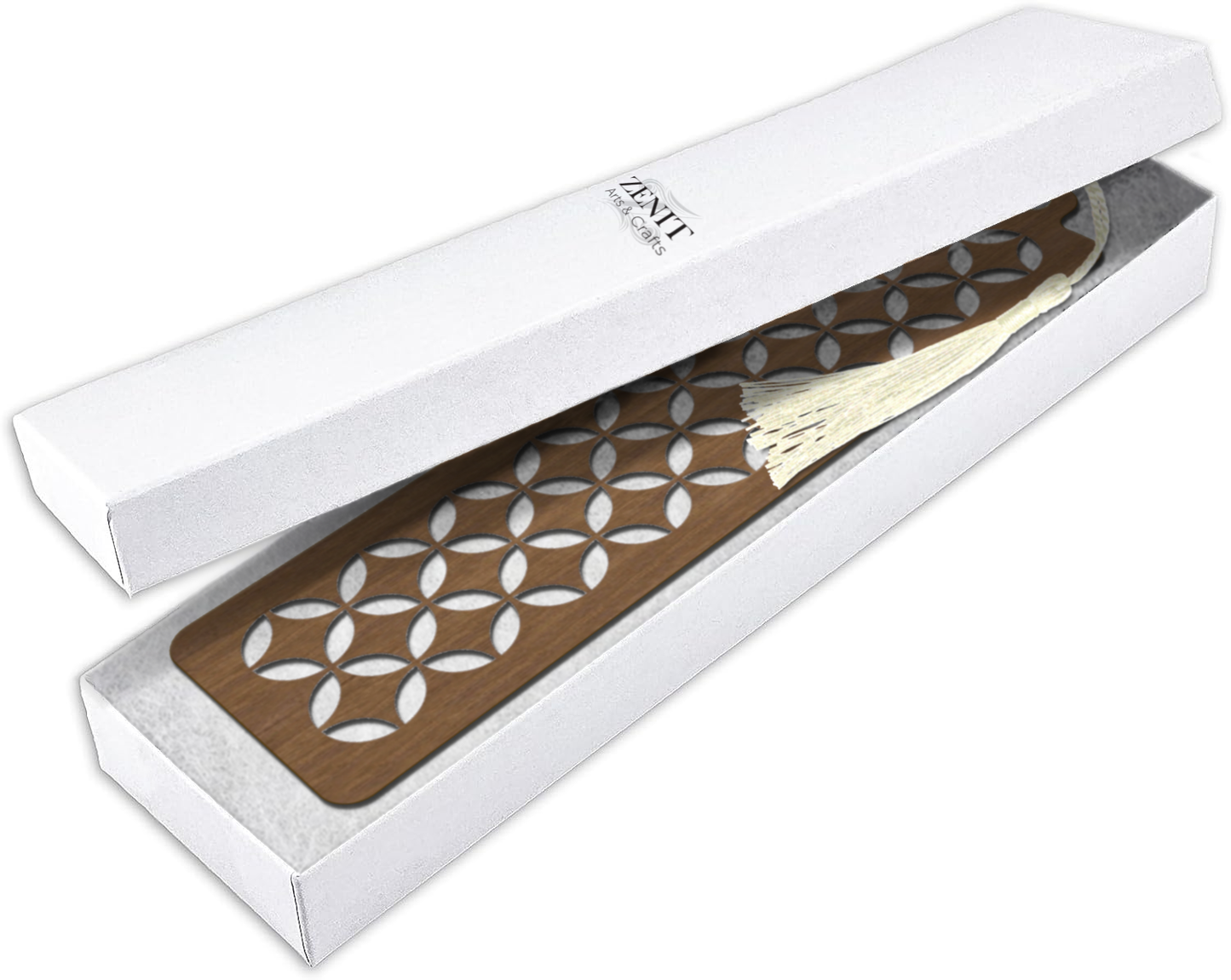 Handmade Wooden Bookmark with Silky Tassel - "Timeless Patterns" Collection