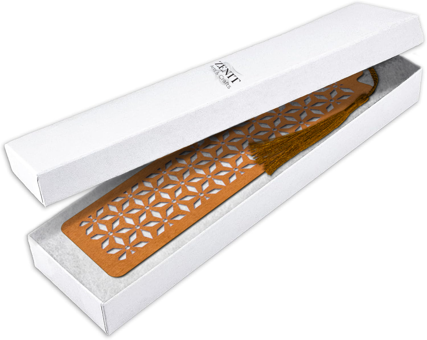 Handmade Wooden Bookmark with Silky Tassel - "Timeless Patterns" Collection