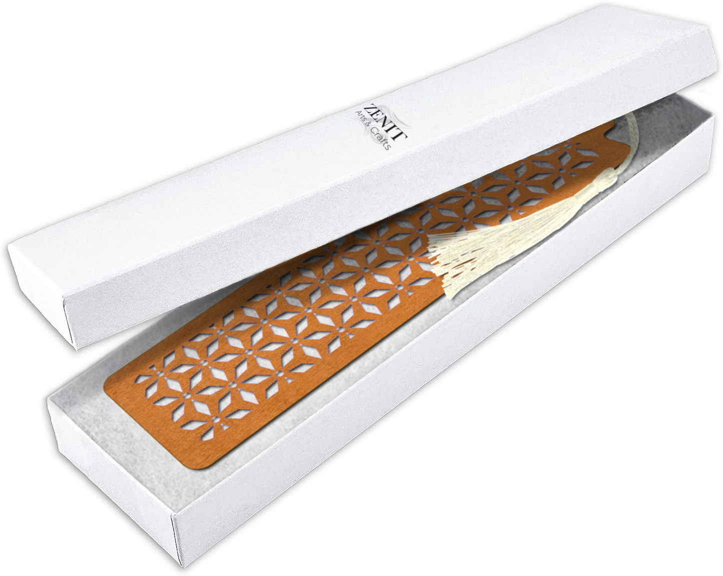 Handmade Wooden Bookmark with Silky Tassel - "Timeless Patterns" Collection