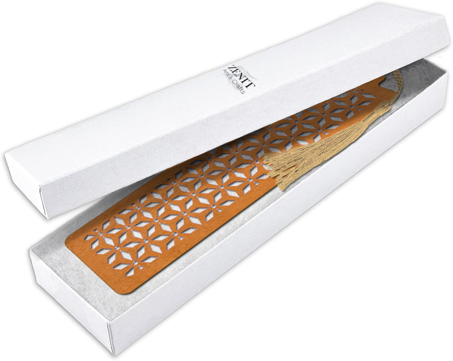 Handmade Wooden Bookmark with Silky Tassel - "Timeless Patterns" Collection