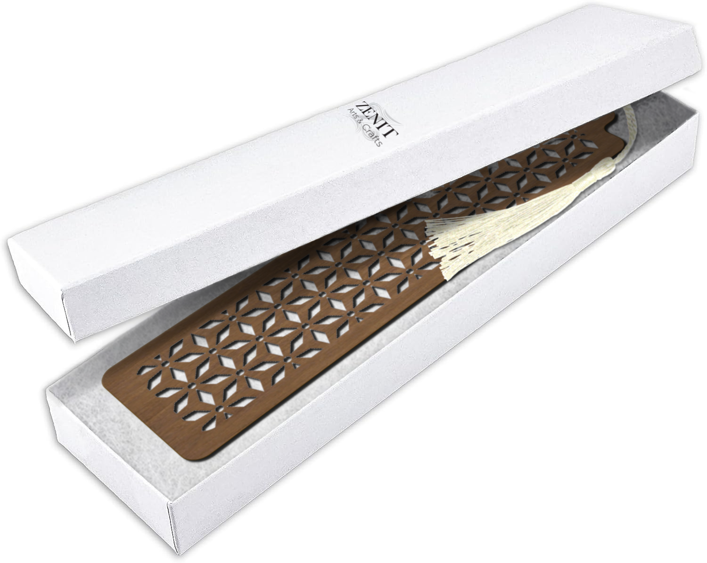 Handmade Wooden Bookmark with Silky Tassel - "Timeless Patterns" Collection