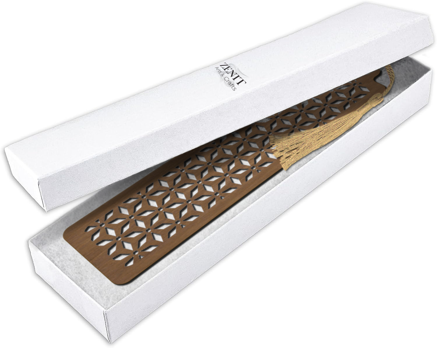 Handmade Wooden Bookmark with Silky Tassel - "Timeless Patterns" Collection