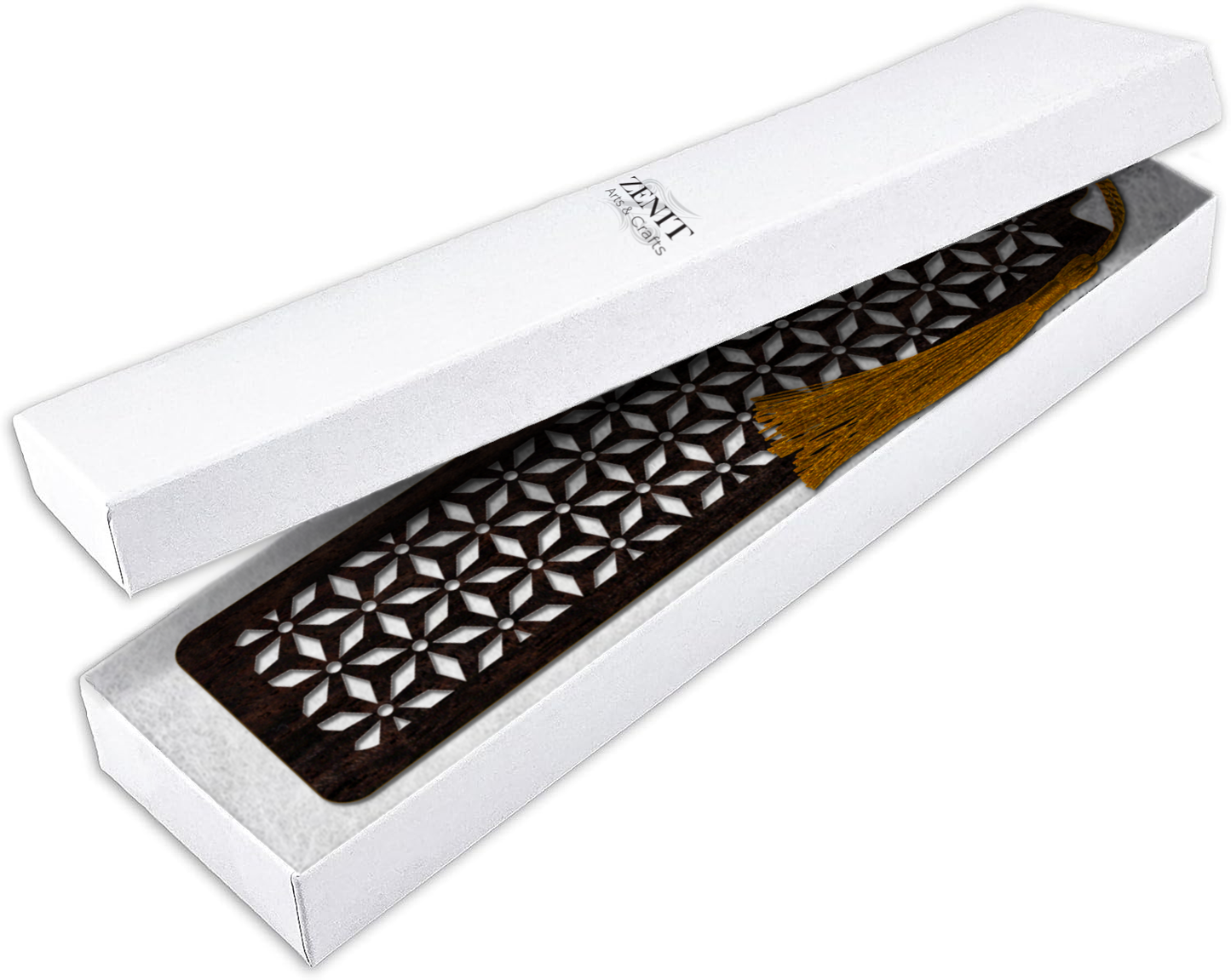 Handmade Wooden Bookmark with Silky Tassel - "Timeless Patterns" Collection