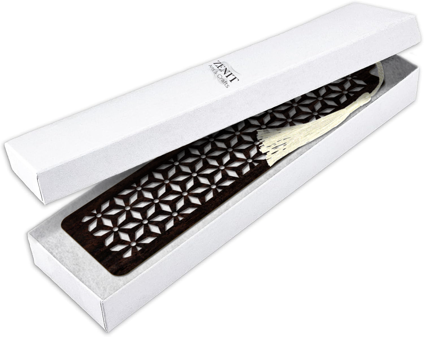Handmade Wooden Bookmark with Silky Tassel - "Timeless Patterns" Collection