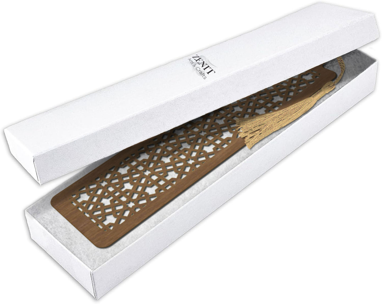 Handmade Wooden Bookmark with Silky Tassel - "Timeless Patterns" Collection