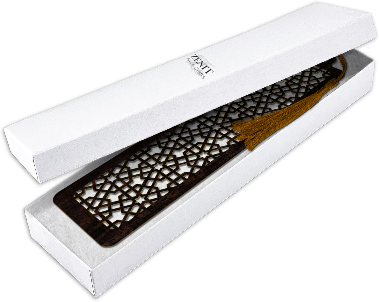 Handmade Wooden Bookmark with Silky Tassel - "Timeless Patterns" Collection