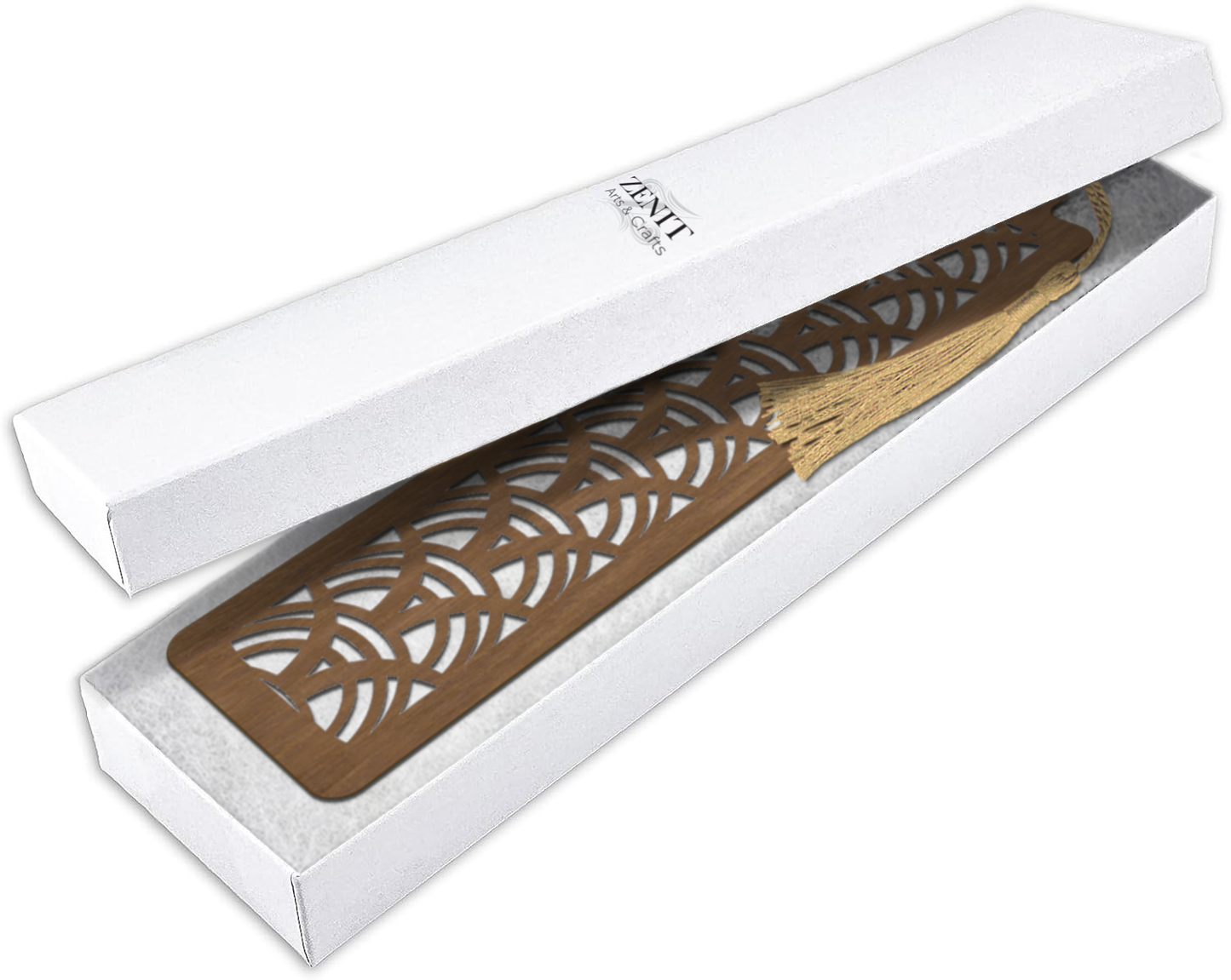 Handmade Wooden Bookmark with Silky Tassel - "Timeless Patterns" Collection