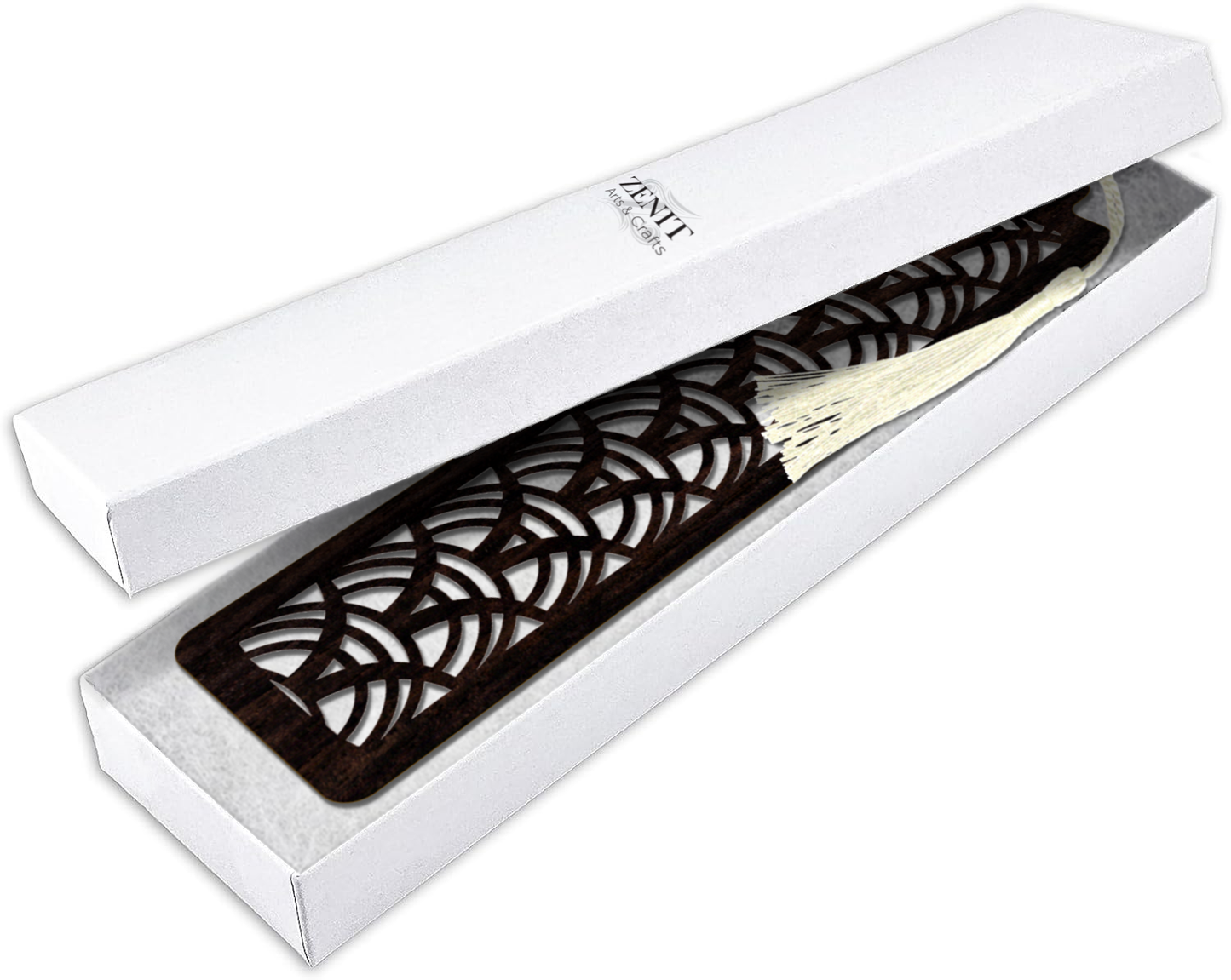 Handmade Wooden Bookmark with Silky Tassel - "Timeless Patterns" Collection