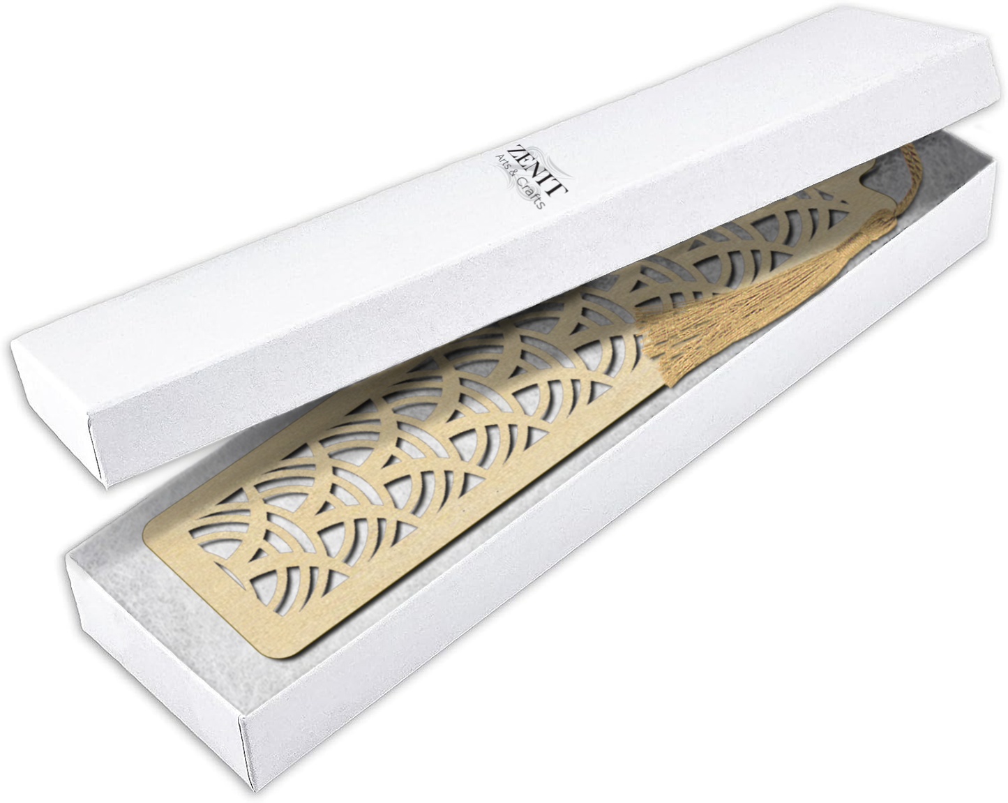 Handmade Wooden Bookmark with Silky Tassel - "Timeless Patterns" Collection